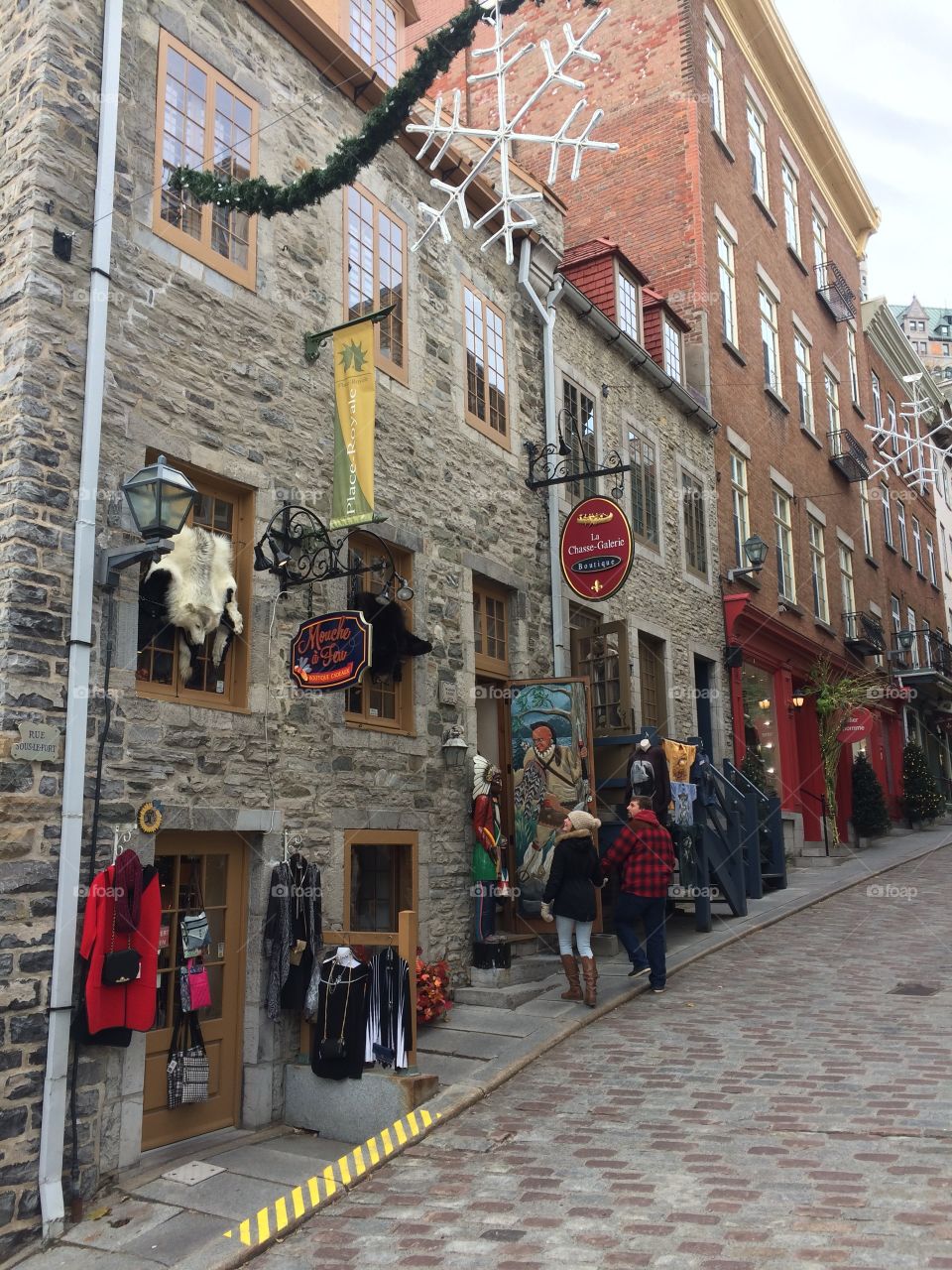 Cobblestone street in Old Town Quebec 