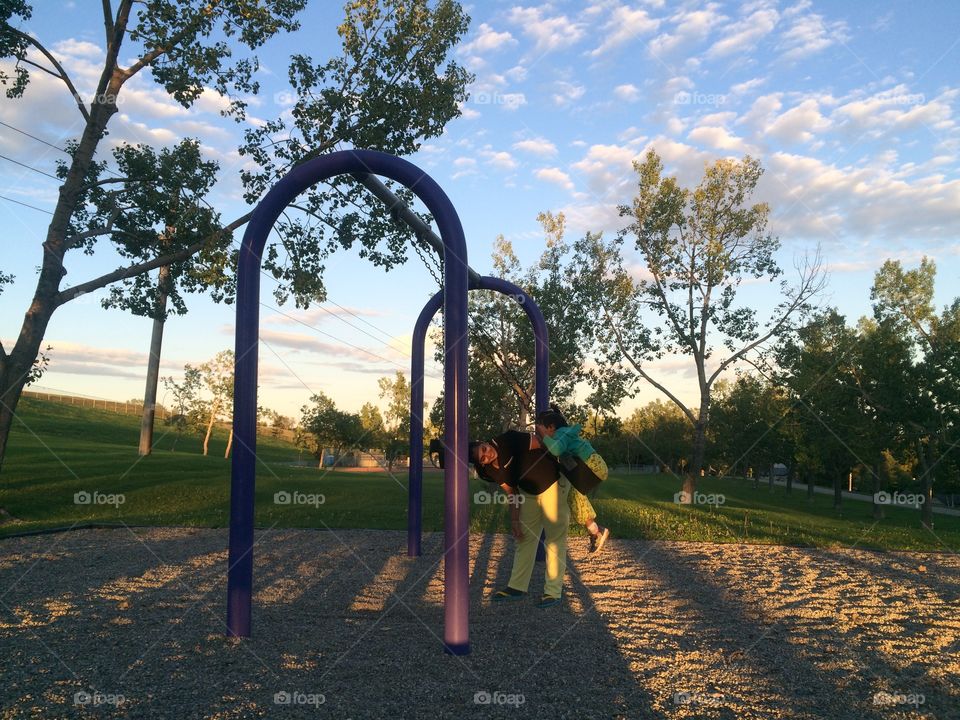 Playing in park
