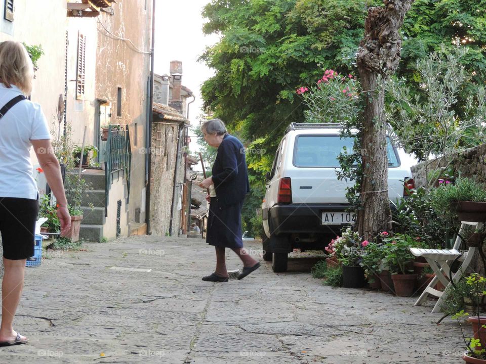 Old woman walking