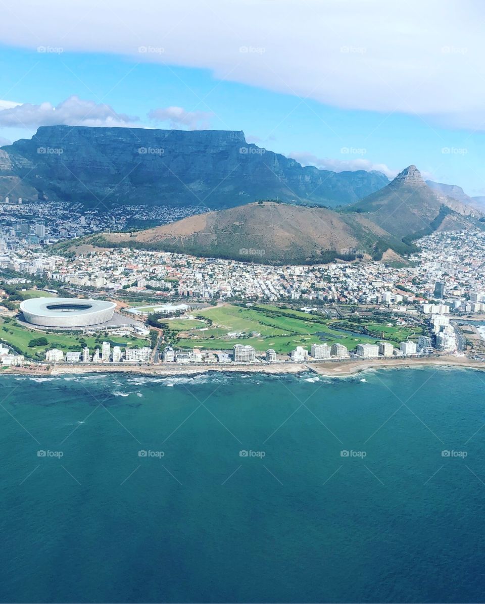 Helicopter view of Cape Town 