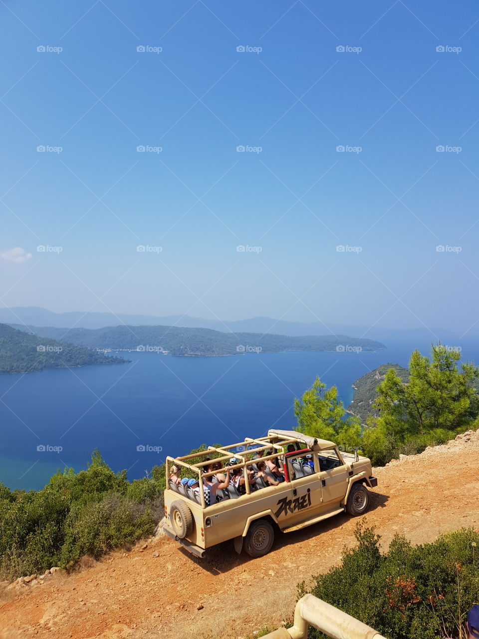 Jeepsafari on a beautifull day in Turkey.On the mountains offroad with an incredible panorama.