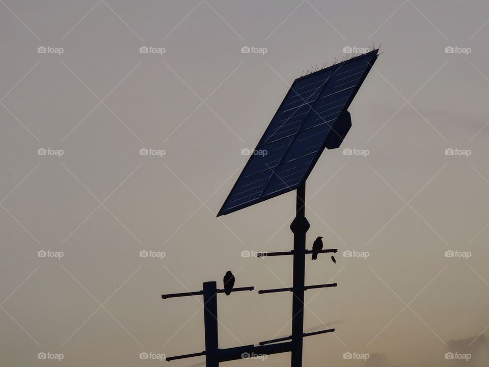 Solar panels silhouette