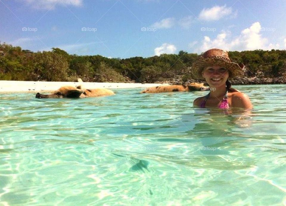 Swimming with pigs in the Bahamas