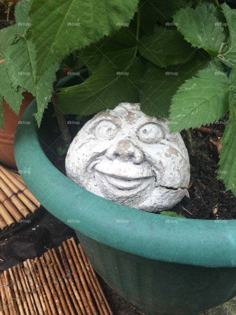 Garden stone ornament face