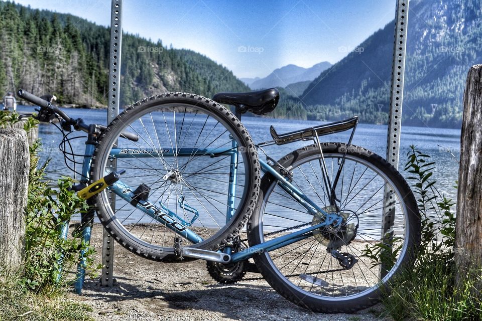 Me and my bicycle. A bike to the lake to fish, fishing on dock, bike locked up 