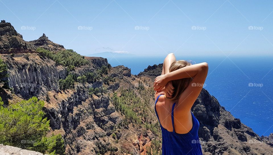 woman in the mountains of la gomera canary island in Spain