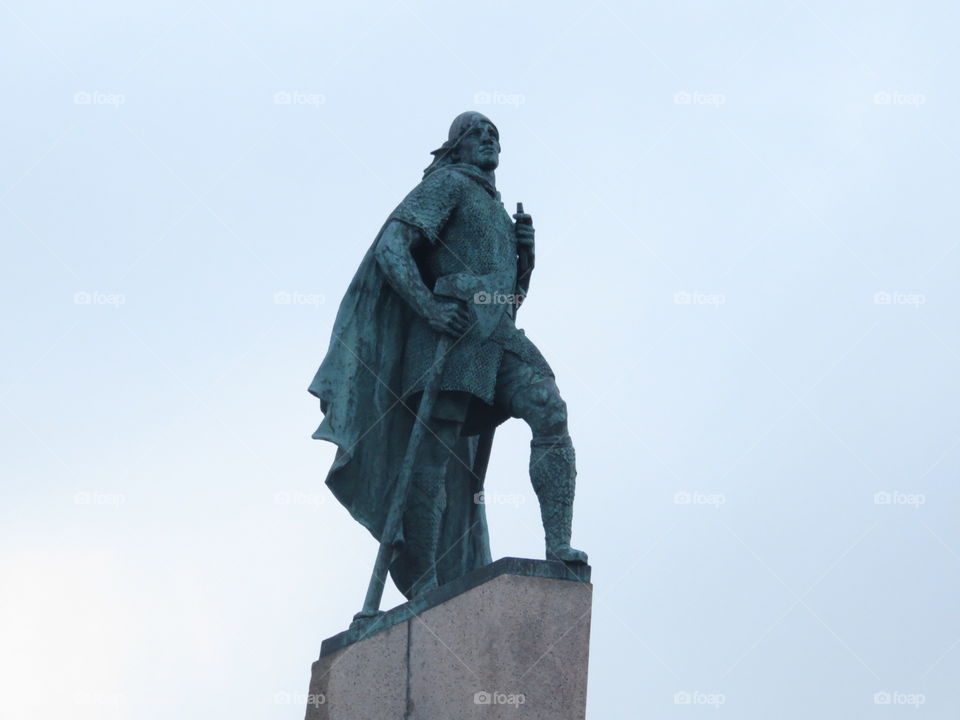 Statue of Erik Leifersson outside the Hallskrimskrija cathedral, Reykjavik, Iceland.