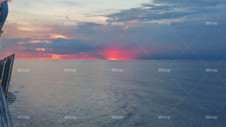 Sunset out to sea we go headed to Nassau Bahamas