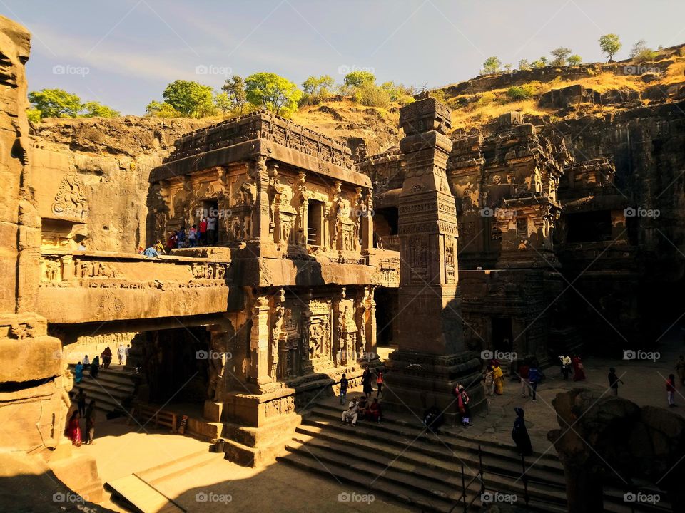 Landmark - Ellora caves - day light - shades 