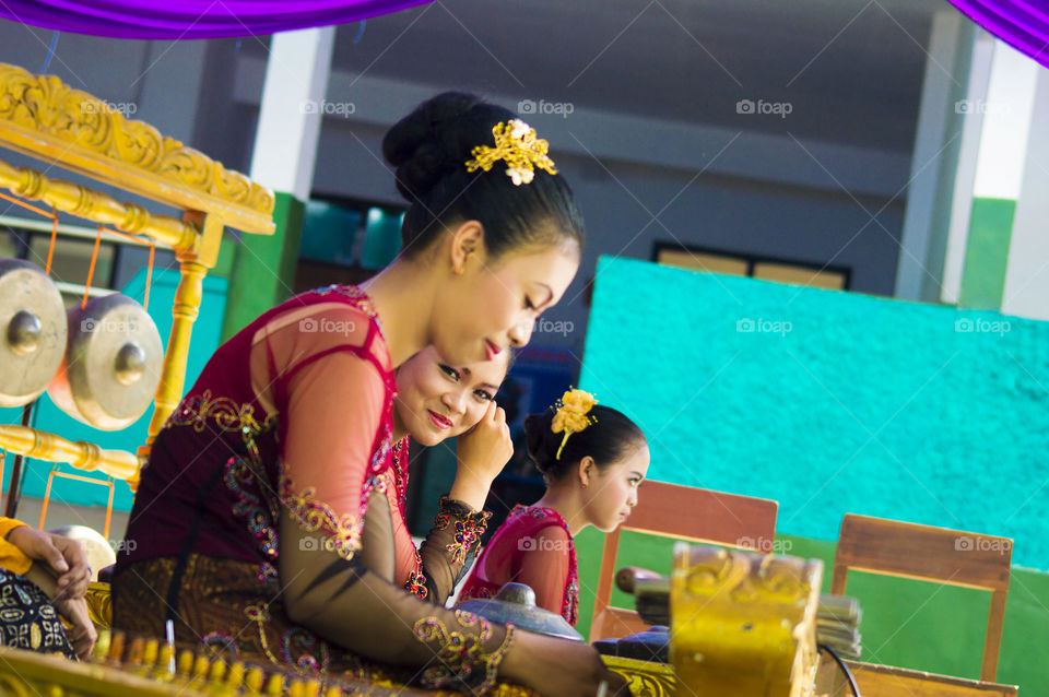 Close-up of dancers smiling