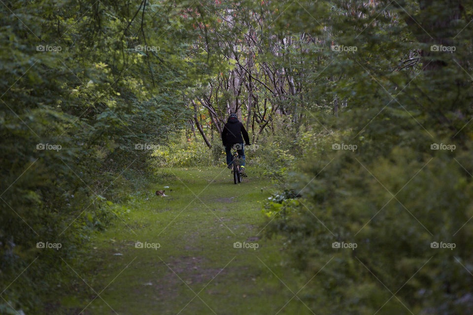 Riding through spooky park trails