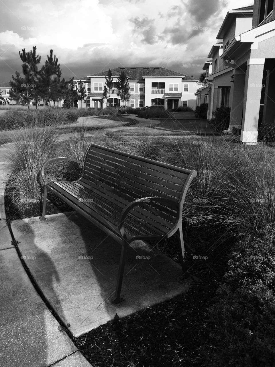 Bench after the rain . Stormy bench seat 