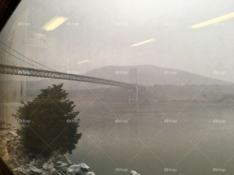 Bridge in Garrison on train to NYC from Poughkeepsie, eerily beautiful 