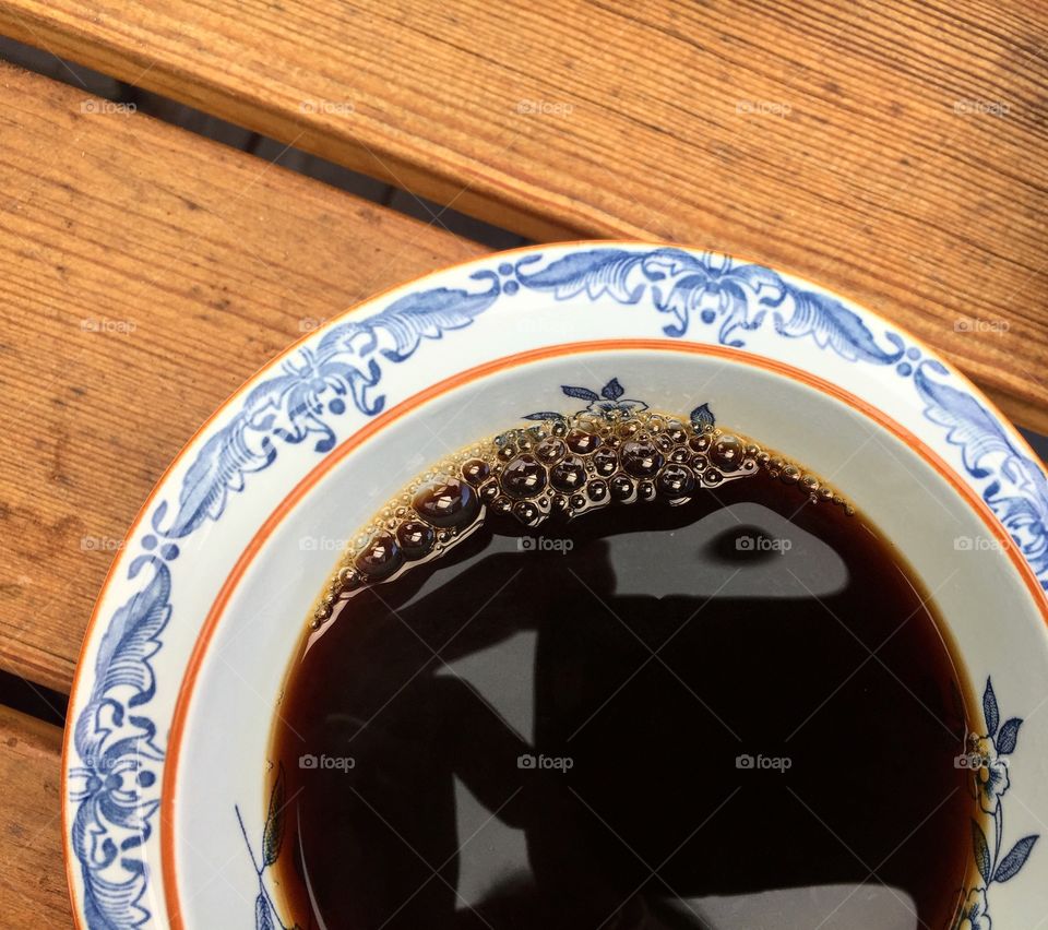 Coffee outside on garden table