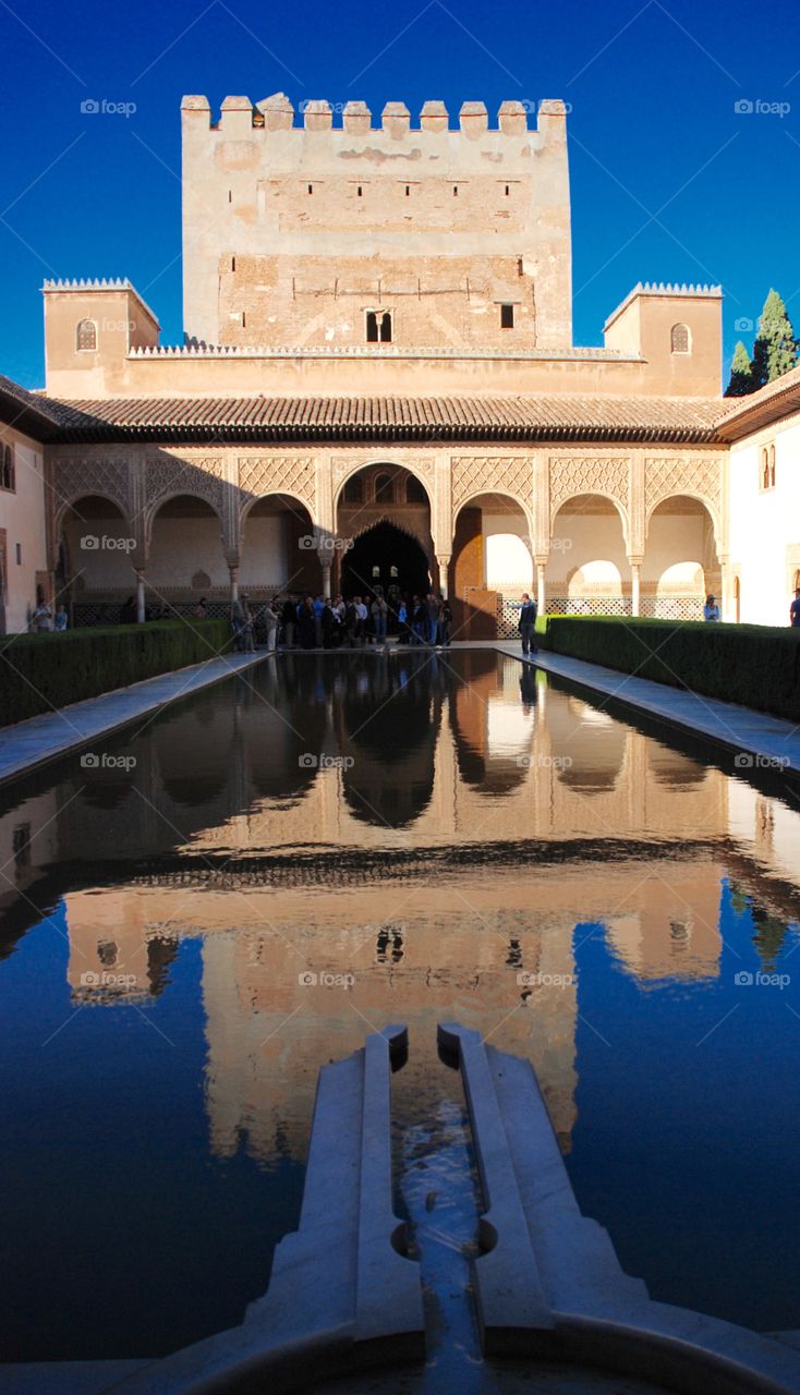 Alhambra palace courtyard. 