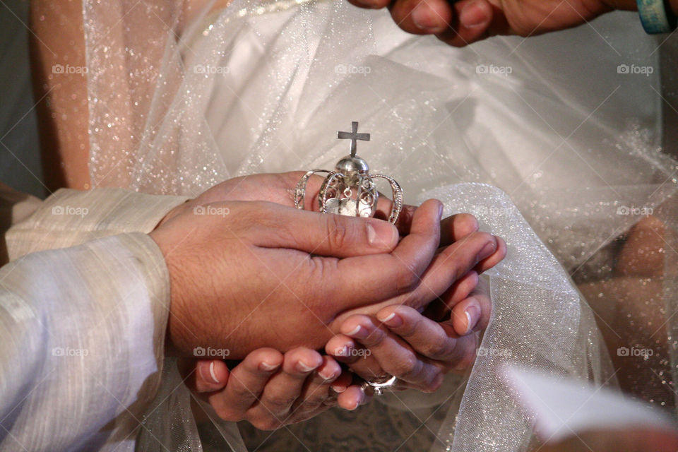 couple holding an array