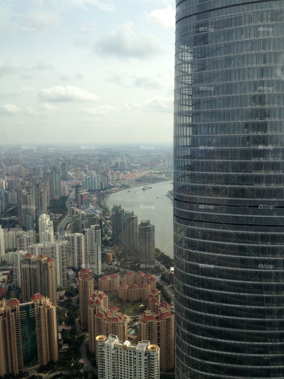 Skyline over Shanghai from 88th floor Terrace