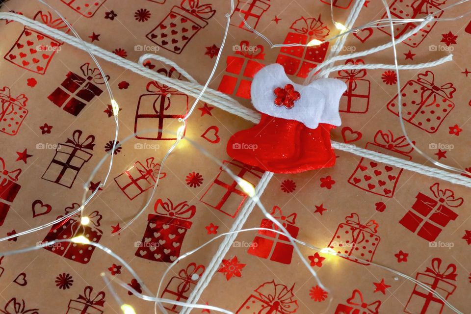 Details of a wrapped gift