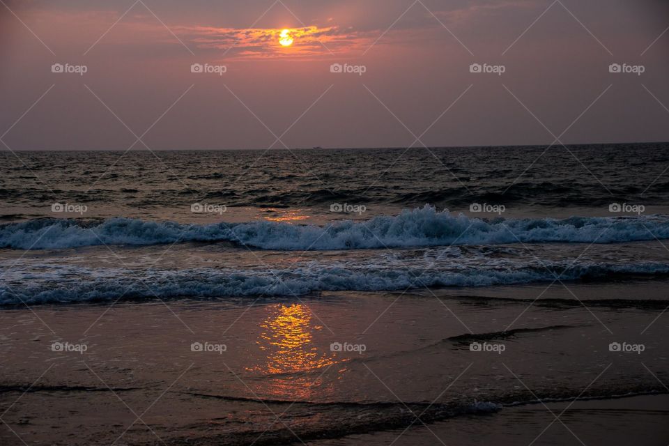 beautiful sunset on the beach.