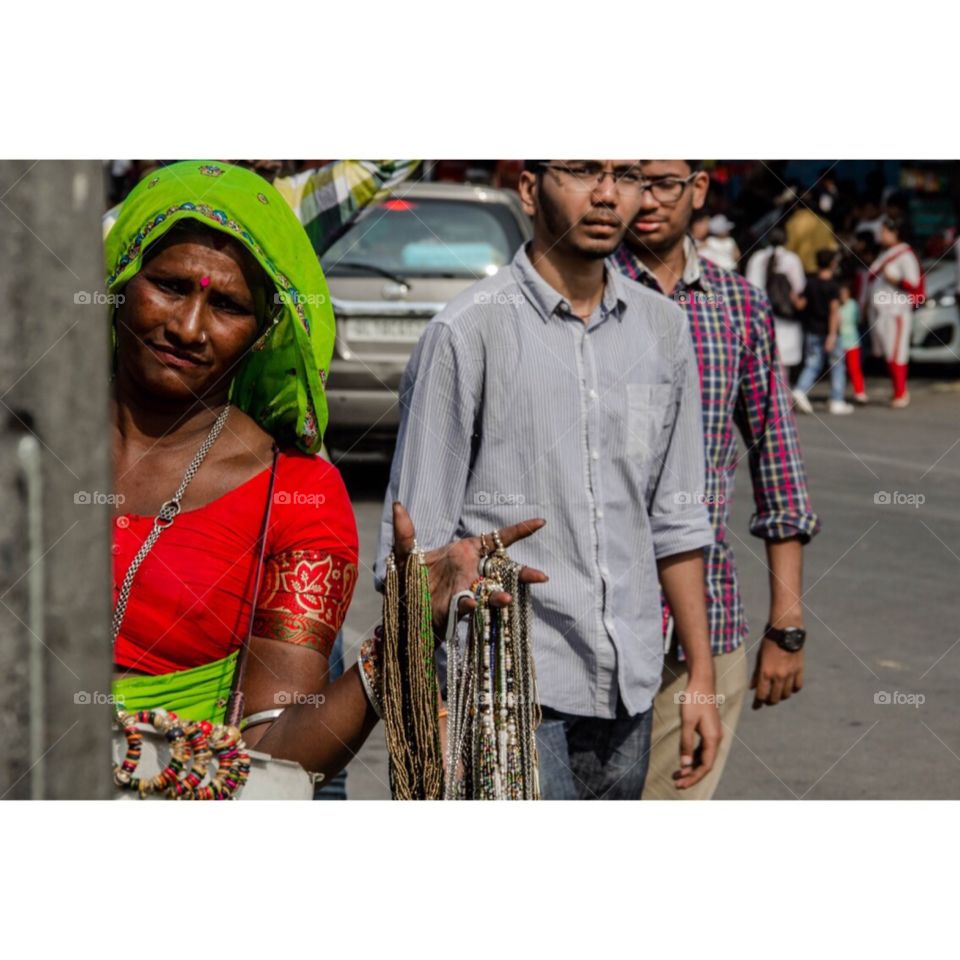 India woman in market