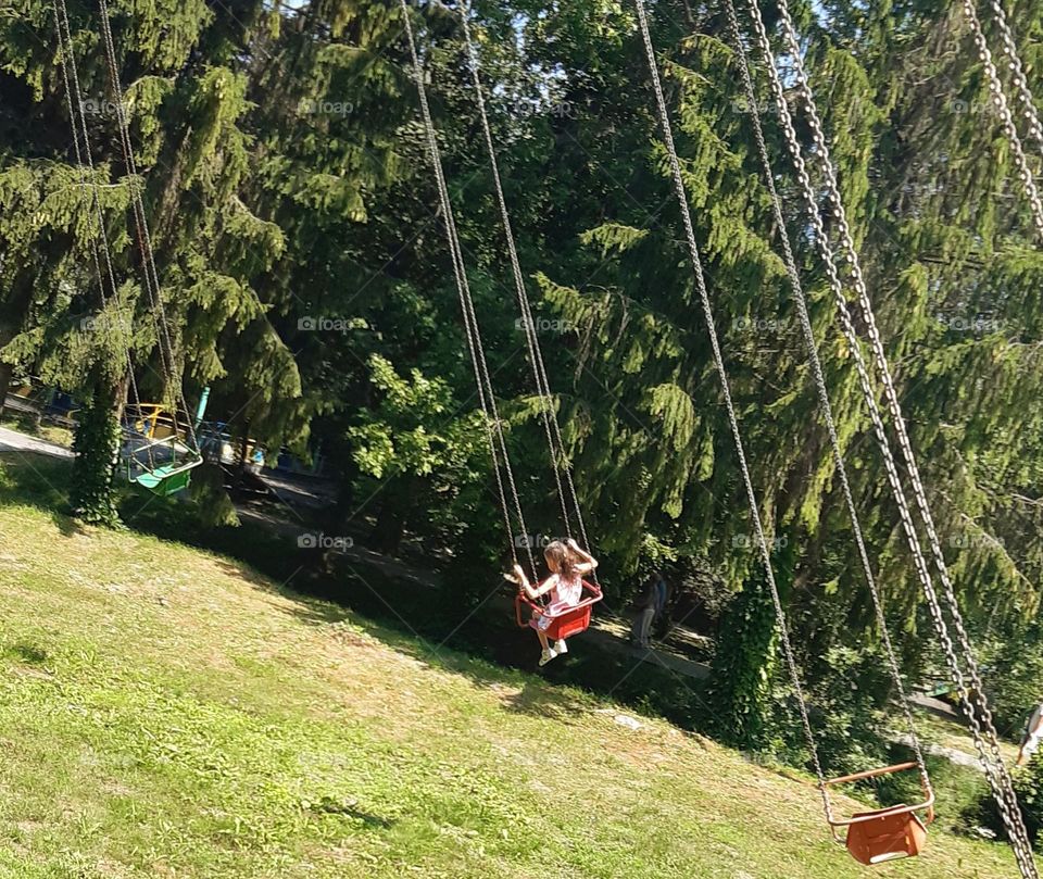 having fun in the amusement park