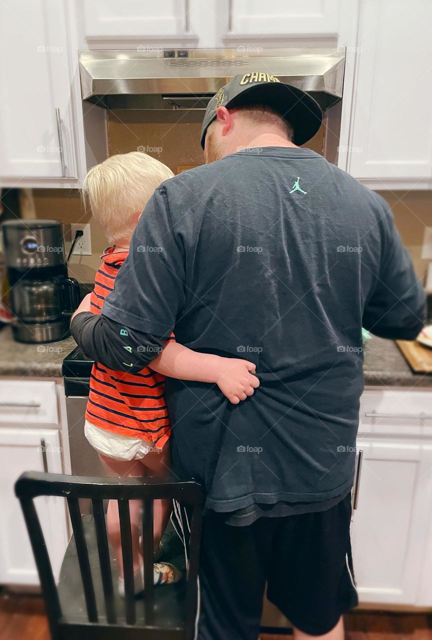 Our son loves to help, especially in the kitchen. I don’t have a ton of patience when he wants to help cook, but my husband does great with him! And they’re so cute!