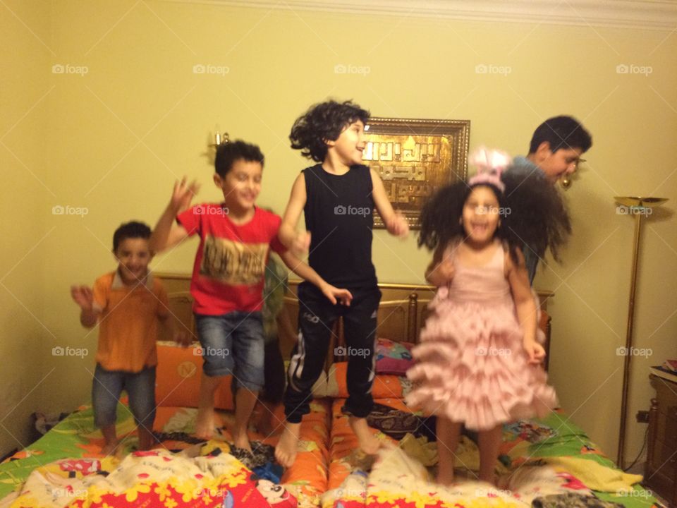 Kids  jumping of happiness