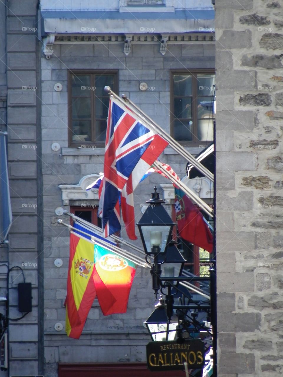 Flag Display. Various national flags on display in a Montreal street
