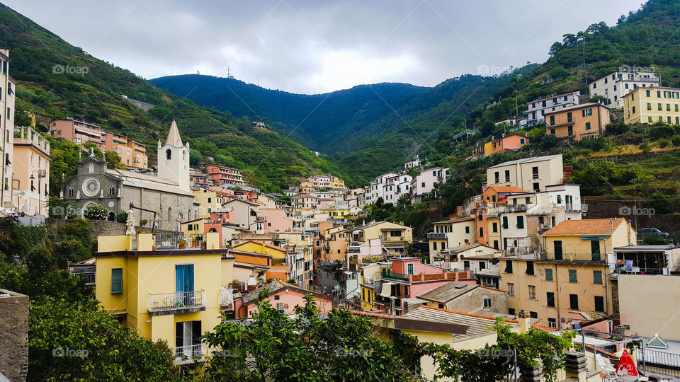 Cityscape in Riomaggiore in Italy