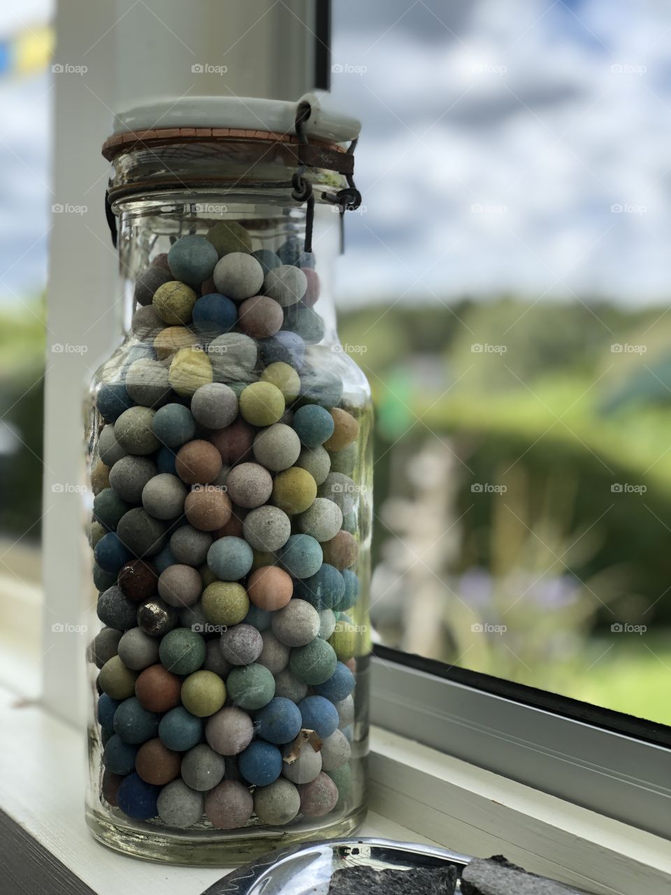 Marble balls in pastel color.