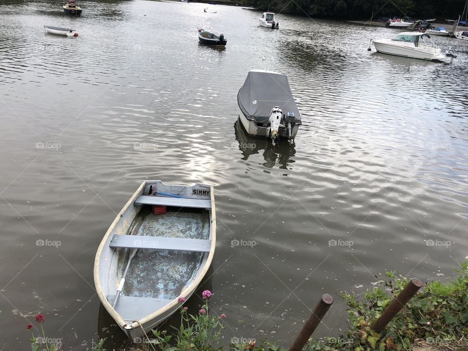 The colour version of this little river boat setting, which l love for its simplicity and natural beauty.