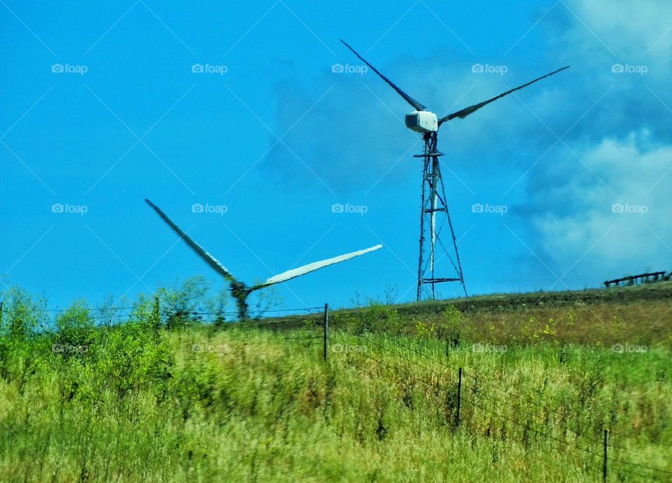 Wind Power Turbines. California Wind Turbines Generating Clean Electric Power

