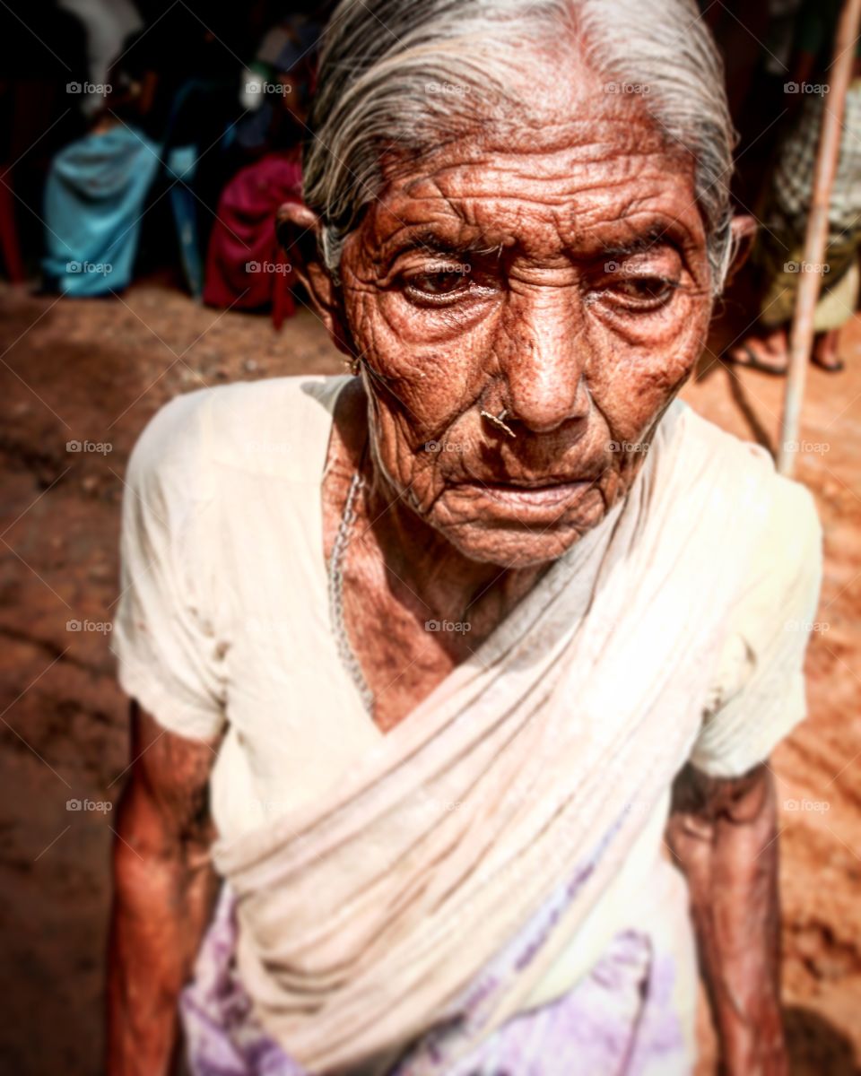 Close-up of a indian senior woman