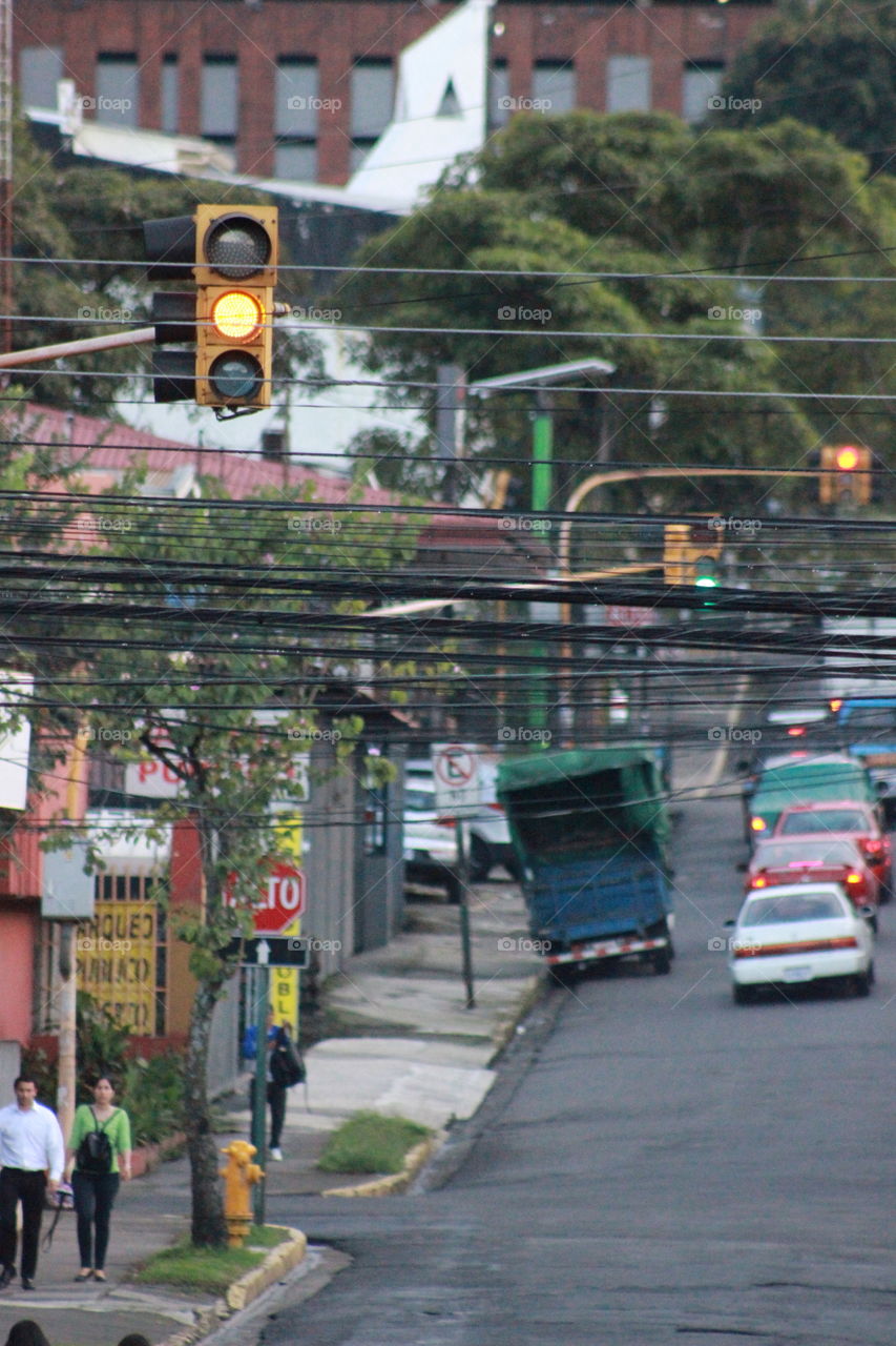 traffic control yellow light in Costa Rica central América