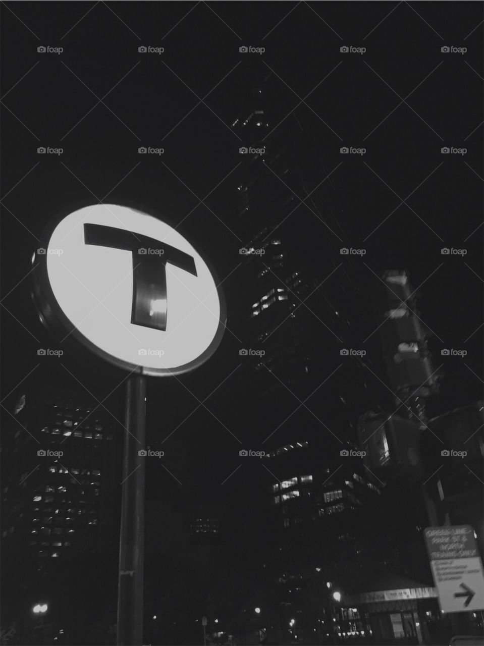 The T sign  in Boston 