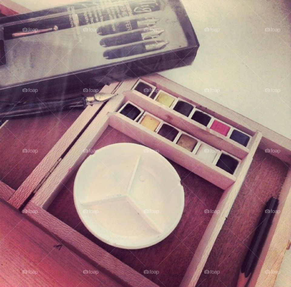 Vintage Paint Set. This belongs to my grandmother and was passed on to me. It is gently used and comes with a long story on how it was bought. I'll never use it and keep it with me for the memories. 
