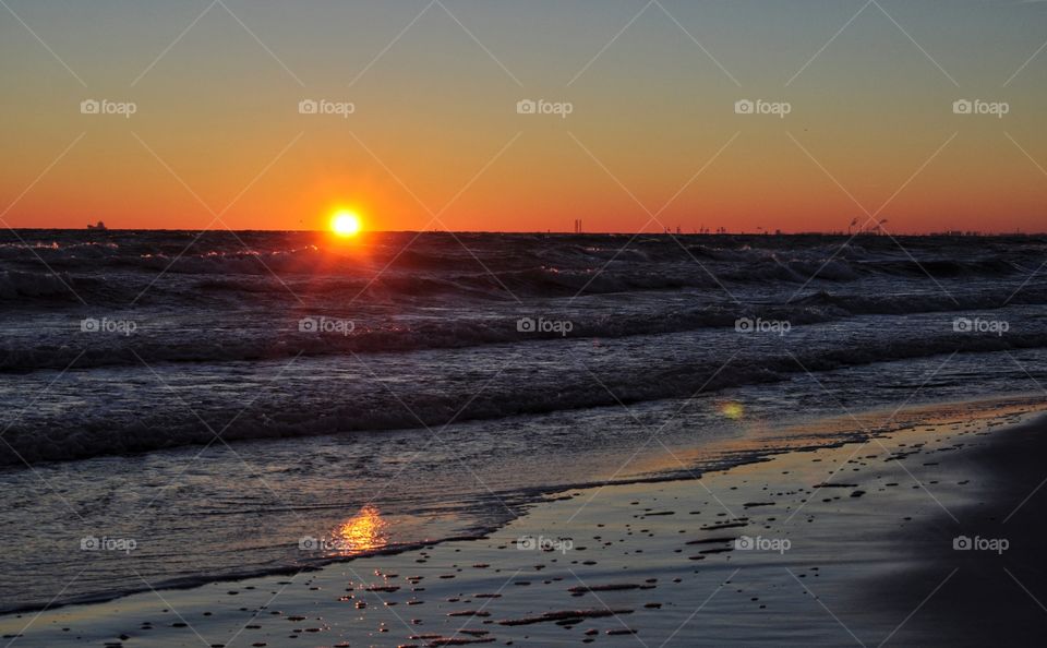 Sunset, Sun, Dawn, Water, Beach