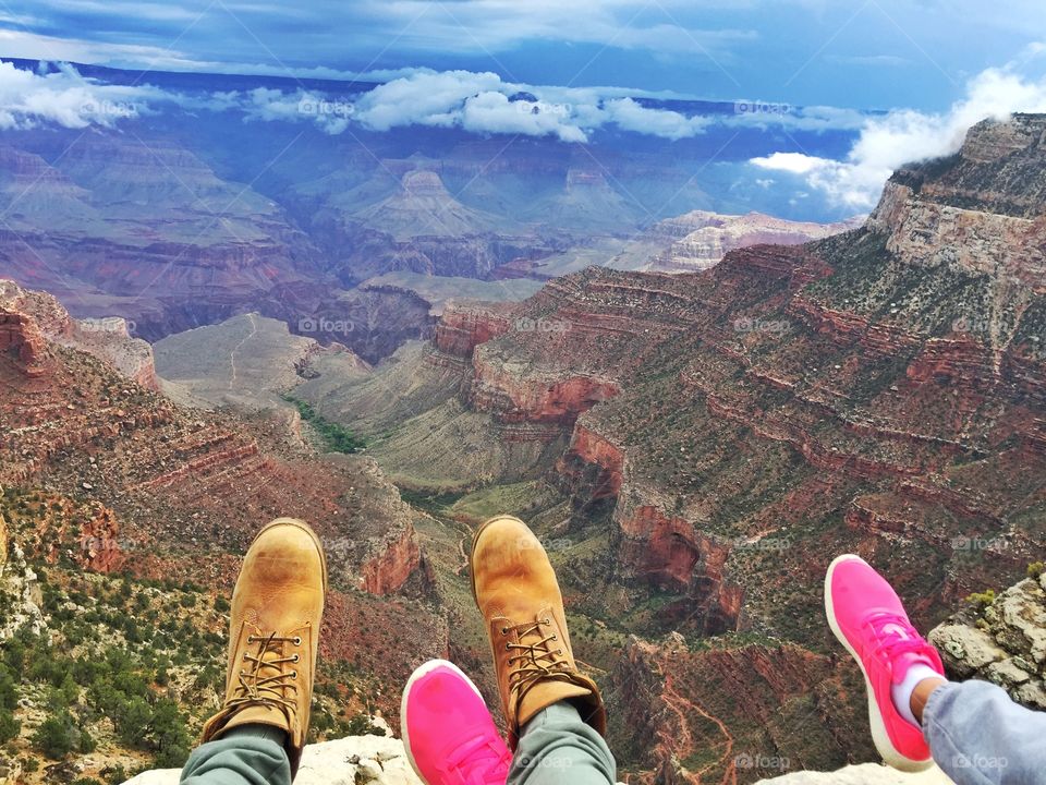 A happy moment with ours feet above in the Grand canyon