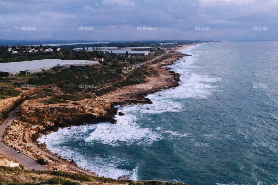 Top view for naharya beach . 