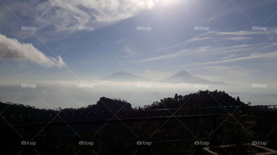 natural scenery with beautiful mountains and clouds