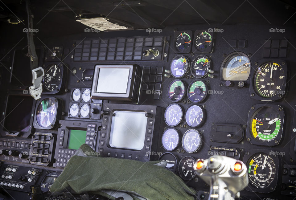 Helicopter pilot cockpit instrument and control panel