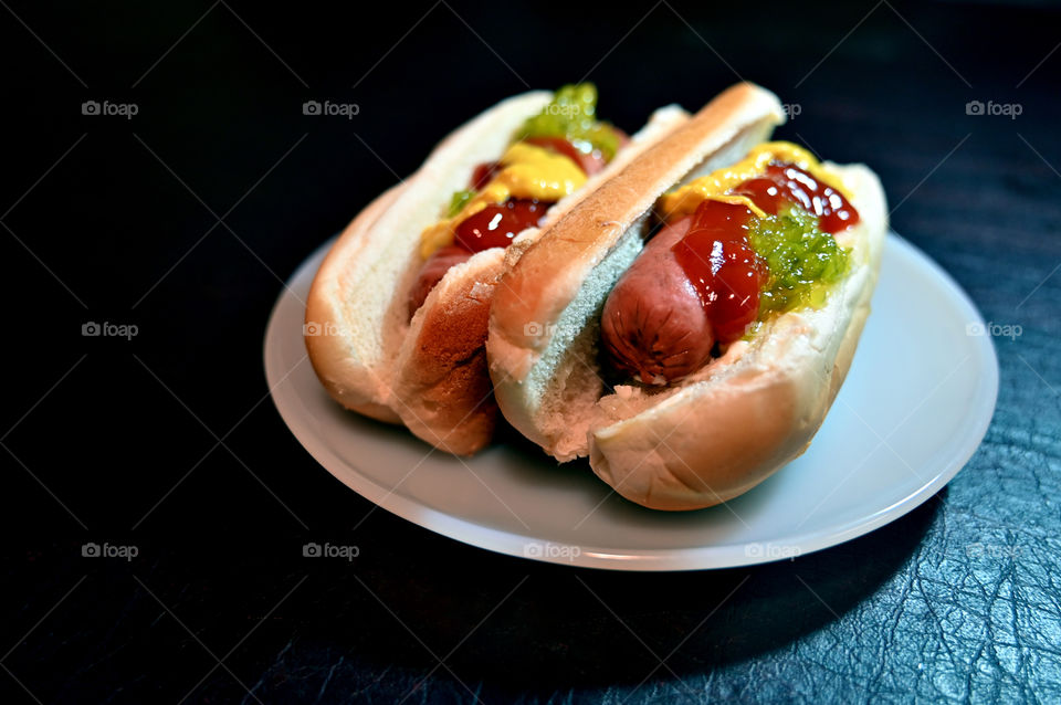 The vegetarian hotdog meal at home