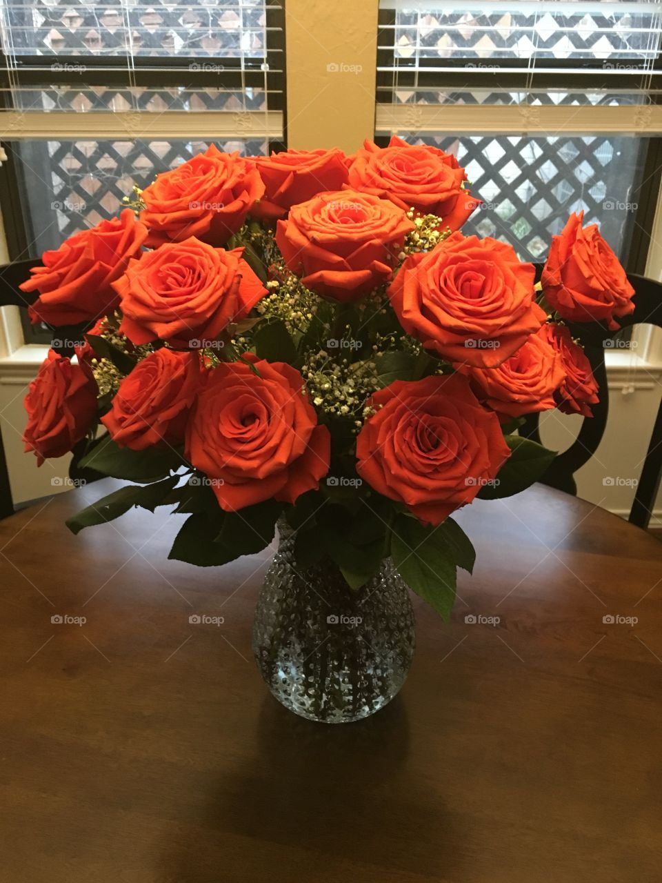 Coral Roses in a Vase