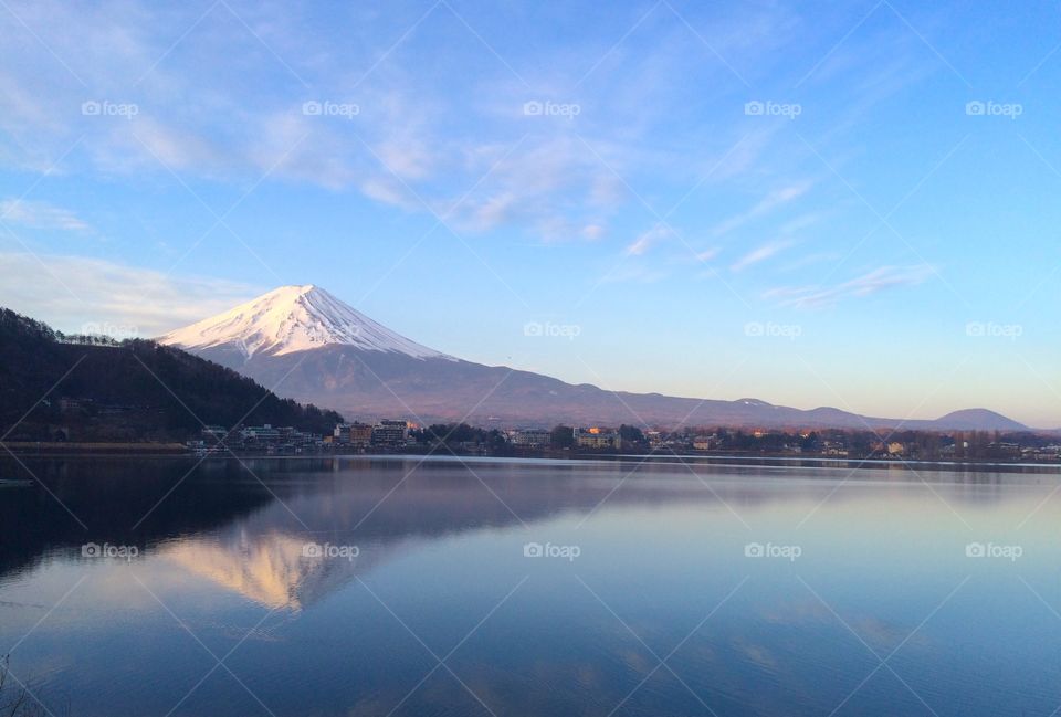 The reflection of mount fuji