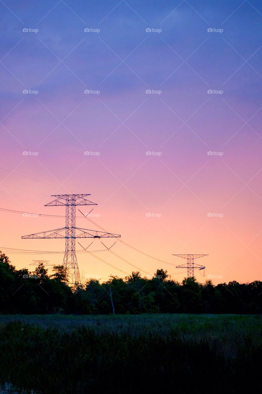 Power Lines at Sunset