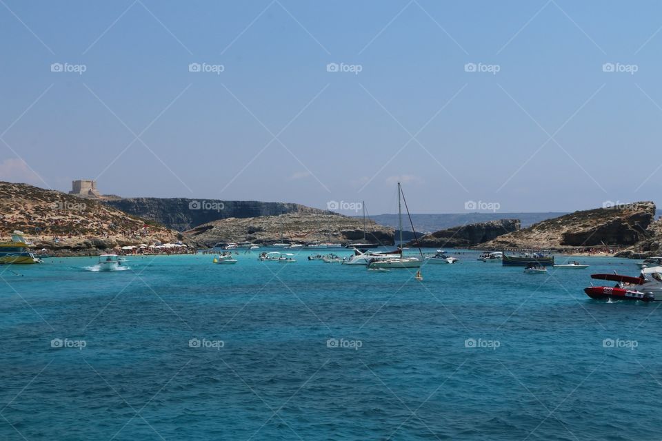 Boats by the Blue Lagoon, Malta. Beautiful scenery! 