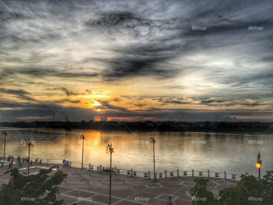 Khong river in the evening