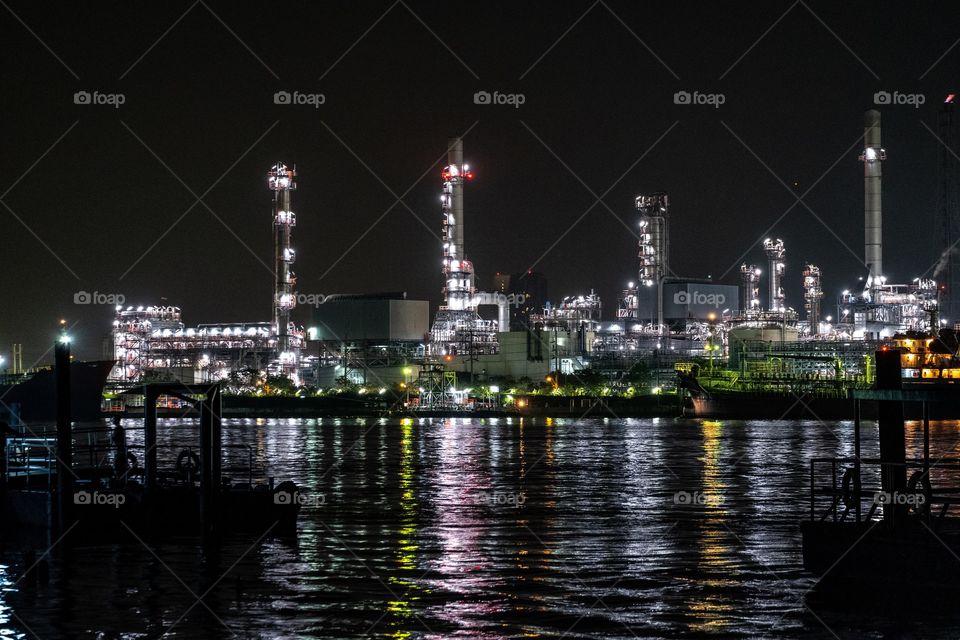 Oil Refinery.. Beautiful light in the dark