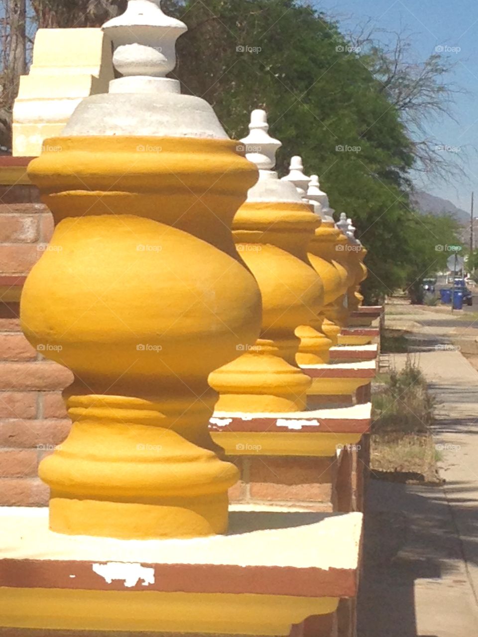 I dream of yellow. Architectural pillars of a residential home