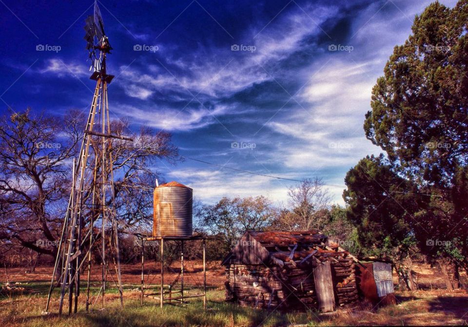 windmill on old farm